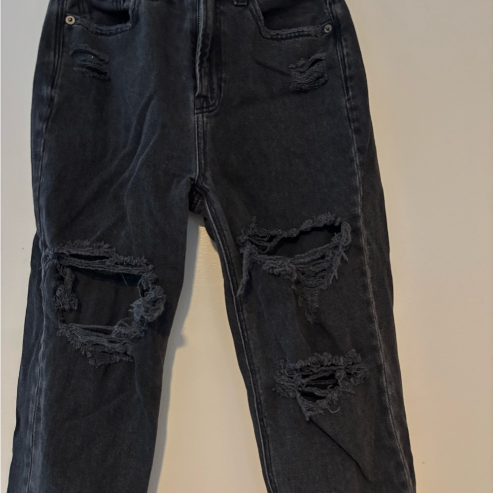 American Eagle Outfitters Black Distressed Boyfriend Jeans